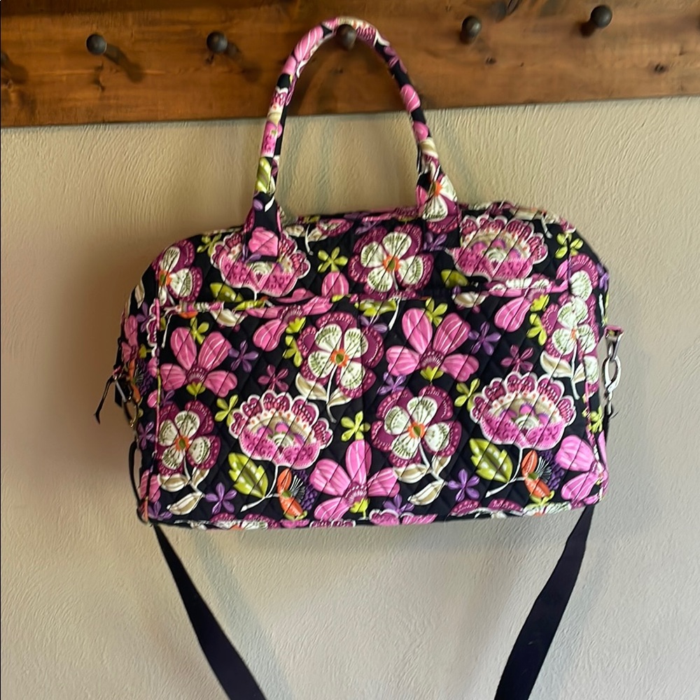 Vera Bradley Pink and Black Travel Bag with Floral Design - Picture 3 of 8